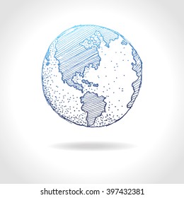 Hand drawn planet Earth - vector illustration.