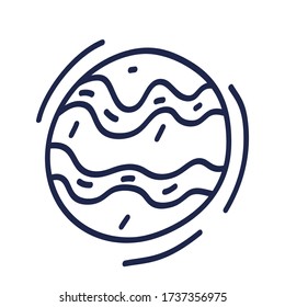 Hand Drawn planet with orbit doodle. Sketch style icon. Decoration element Isolated on white background. Flat design. Vector.