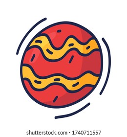 Hand Drawn planet with orbit doodle. Sketch style icon. Decoration element Isolated on white background. Flat design. Vector.