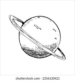 Hand drawn planet vector icon. Flat design doodle Saturn