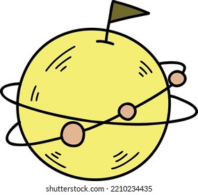 Hand Drawn Planets and rings floating in space illustration isolated on background