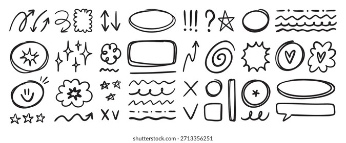 Handgezeichnete Planer Skizze doodle Elemente setzen einfache Design-Formen. Vektorgrafik