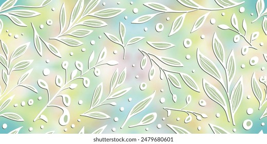 Hand drawn plant background, seamless pattern, vector design