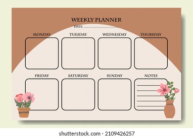Hand Drawn Plant Illustration Weekly Planner Template Printable