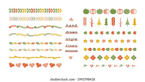 hand drawn plant line material set
