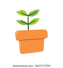Hand drawn plant pot element icon flat vector illustration design