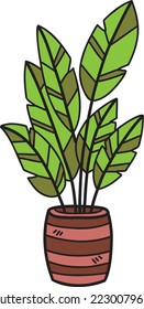 Hand Drawn Plant pot with horizontal lines illustration isolated on background