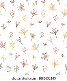 hand drawn plant seamless pattern
