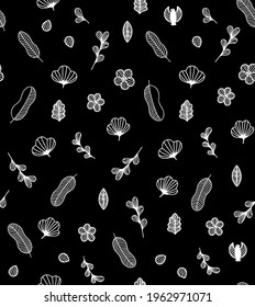 hand drawn plant seamless pattern