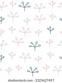hand drawn plant seamless pattern
