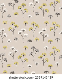 hand drawn plant seamless pattern