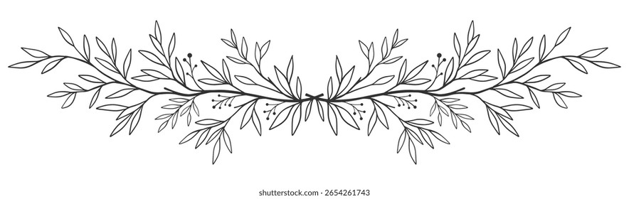 Plantas estiradas à mão, divisores, quadros de contorno