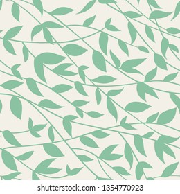 Hand drawn plants, seaweeds vector seamless  pattern, decorative simply background.