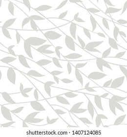 Hand drawn plants, seaweeds vector seamless  pattern, decorative simply background.
