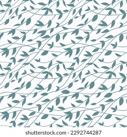 Hand drawn plants, seaweeds vector seamless  pattern,   decorative simply background.