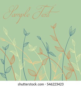 Hand drawn plants, seaweeds, vector decorative simply background.