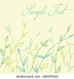 Hand drawn plants, seaweeds vector seamless floral pattern,   decorative simply background.