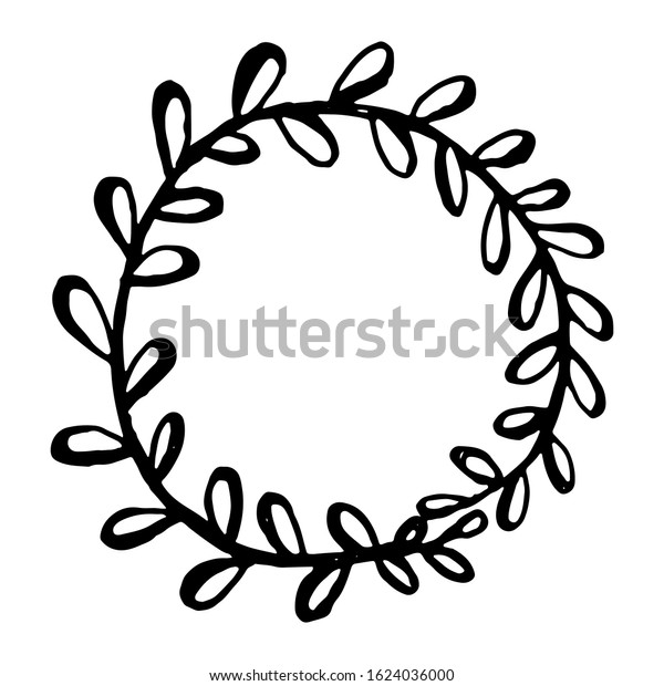 Hand drawn plants and tree branches with
leaves. Vector floral silhouettes. Graphic design elements. Black
and white botanical
illustration.
