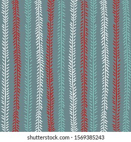 Hand drawn plants vector seamless  pattern, decorative simply background