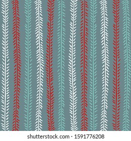 Hand drawn plants vector seamless  pattern, decorative simply background
