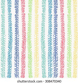 Hand drawn plants vector seamless  pattern, decorative simply background