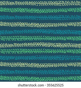 Hand drawn plants vector seamless pattern, decorative simply background