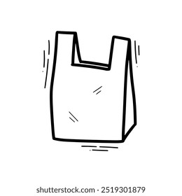Hand Drawn Plastic Bag Illustration. Doodle Vector. Isolated on White Background - EPS 10 Vector