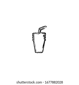 hand drawn of plastic cup cartoon icon design