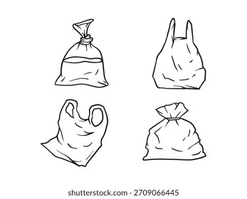 hand drawn plastics trash bag illustrations