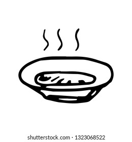 Hand Drawn plate doodle. Sketch style icon. Decoration element. Isolated on white background. Flat design. Vector illustration.