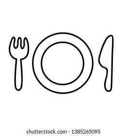 Hand Drawn Plate Fork And Knife Vector