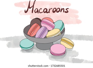 Placa dibujada a mano con macarons