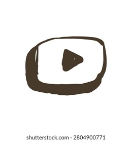 Hand Drawn Play Button Doodle Illustration