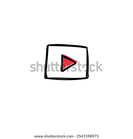 Hand drawn play button icon flat vector design