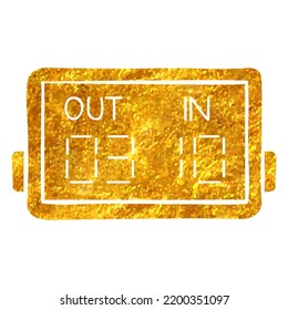 Hand drawn Player substitution board icon in gold foil texture vector illustration