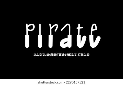 Hand drawn playful font, alphabet in the kids style, fun rounded thin thick letters and numbers in doodle style, vector illustration 10EPS