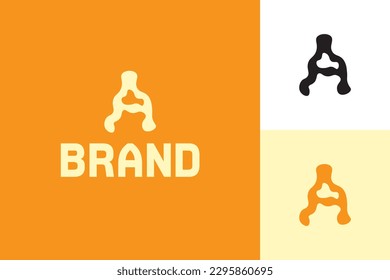 Hand Drawn Playful Wobbly Initial Letter A Vector Logo Template