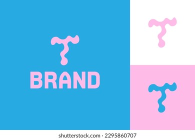 Hand Drawn Playful Wobbly Initial Letter T Vector Logo Template