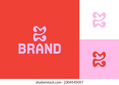 Hand Drawn Playful Wobbly Initial Letter Z Butterfly Vector Logo Template