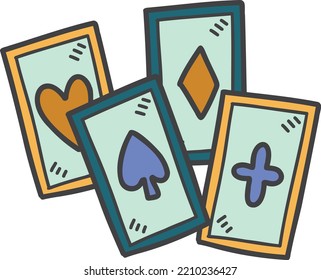 Hand Drawn Playing cards illustration isolated on background