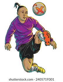 hand drawn playing football vector illustration