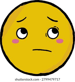 Hand Drawn Pleading Face Emoji Yellow Sad Expression