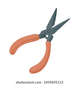 Hand drawn pliers in flat style. Repairing, prolongation of lifetime concept. Vector colored tool for maintain of home isolated on white background