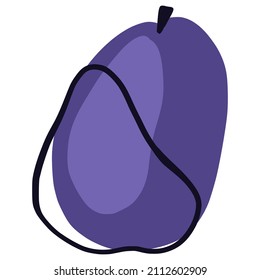 Ciruela dibujada a mano aislada. Impresión, diseño de afiches. Ilustración del vector