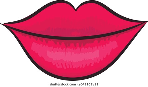 Hand drawn plump lips in modest smile