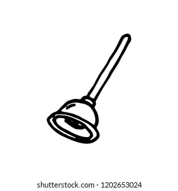 Hand drawn plunger doodle. Sketch style icon. Decoration element. Isolated on white background. Flat design. Vector illustration.