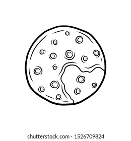 Hand drawn Pluto isolated on a white. Vector illustration.