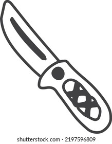 Hand Drawn Pocket Knife Illustration Isolated On Background