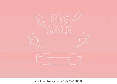 hand drawn podium on pink background