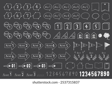 Hand drawn point icons and numbers set